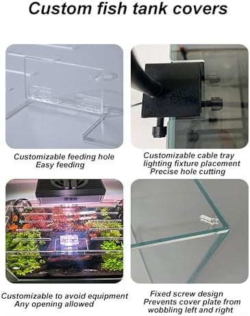 Custom Acrylic Aquarium Top Cover, Jump-Proof Fish Hood with Air Vent, Cat-Proof Design, 40x20CM (15.7x7.8in) - Perfect for Fish Tanks and Pet Safety