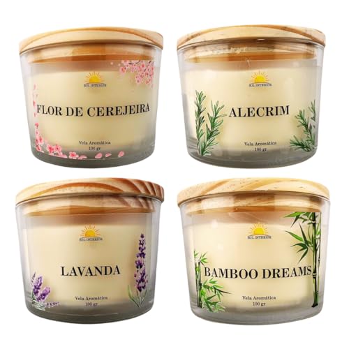 Kit 4 Velas Aromáticas Flores & Natureza Relax Cera de Coco Premi...