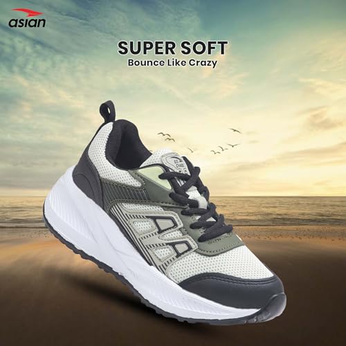 Image of ASIAN Adventure-56 Kids Running Shoes | Stylish Sports Sneakers with Memory Foam, Breathable Mesh Shoes | Anti-Slip Grip Sole for Daily Use, School & Travel(BLKOLIVPIS)-UK 2