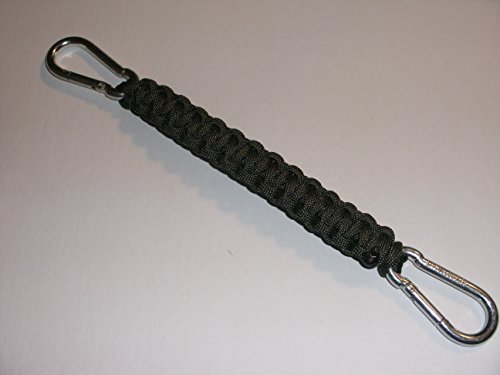 RedVex 550 lb Paracord/Survival Cobra Style Lanyard with 220 lb Steel Carabiners - 12" - OD Green