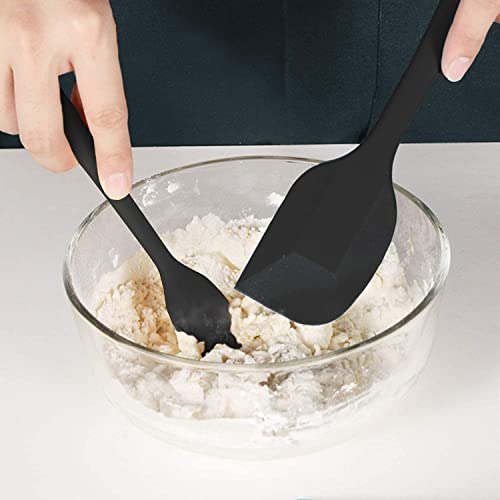 Image of Baskety Food Grade Silicone Rubber Spatula Set Non-Stick Kitchen Utensils for Baking, Cooking & Mixing (Black)