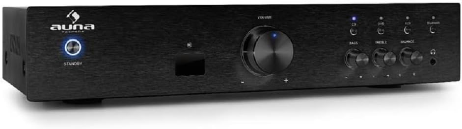 Bluetooth Amplifier Hifi, Amp Stereo System AV Receiver, Stereo Amplifier Hifi Bass & Treble Control, 1 Channel Audio Power Subwoofer Hi-Fi Amplifier and Speaker w/Remote Control & AUX Input