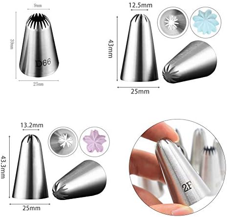 8 Pack Large Piping Tips, Seamless Stainless Steel Icing Piping Nozzle Tip Set, Cake Decorating Tools for Baker