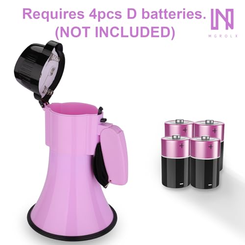 MGROLX Portable Megaphone Spearker/Bullhorn-with Built-in Siren/Alarm-Music-30 Watt Power & 800 Yard Range-Sliding Volume Adjustment-Powerful and Lightweight（Purple） - Thumbnail 4