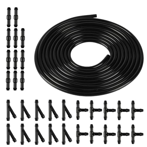 4m Durite Lave Glace Voiture, Kit de Flexible d'essuie-glace, Tuyau de Liquide de Lave-glaces pour Connecter Pompe à Eau et Buses de Voiture, avec 30 Universel Raccord Tuyau Connecteurs