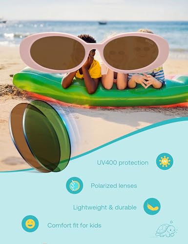 Image of SOJOS Ocean Collection Retro Oval Polarized Sunglasses Kids SUNLIGHT S | Recycled plastic build, UV400 lenses, lightweight for kids