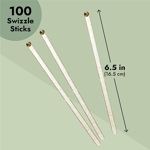 Blue Panda ENJOY 100 Pack Gold Swizzle Sticks For Cocktails, 6.5 Inches Long, Plastic Drink Stirrers thumb #3