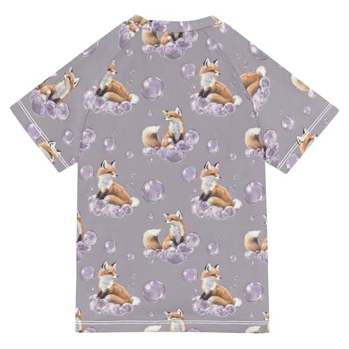 ALAZA Kids Rash Guard Boys Toddler Swim Shirts Short Sleeve Fox Dream Bubble UPF 50+ 3T2