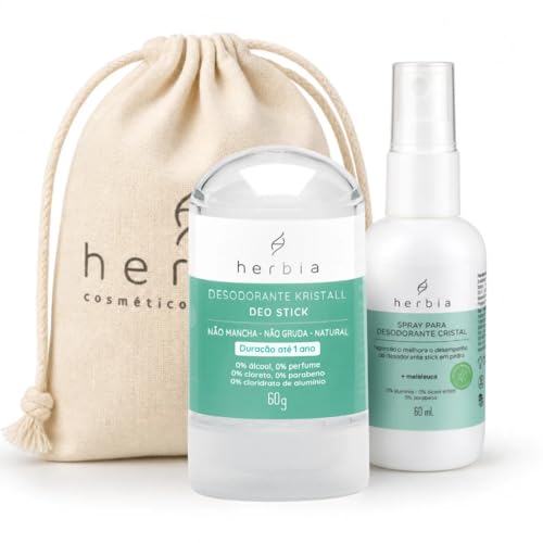 Kit Desodorante Cristal 60g Com Bag e Spray de Melaleuca para Kristall