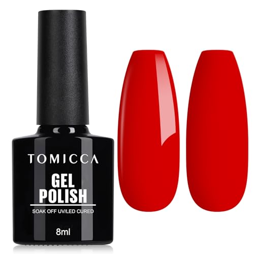 TOMICCA UV Nagellack Rot, 8ml Gel Nagellack, UV LED Soak Off Manicure Gel Lacquer Varnish