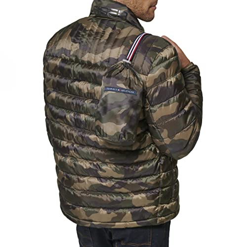 Image of Tommy Hilfiger Mens Embroidered Logo Puffer Jacket