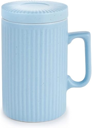 Miniatura 1 de Dostende Taza de café con tapa, taza de café de 16 onzas y taza de té con posavasos, apta para lavavajillas y microondas (verde)