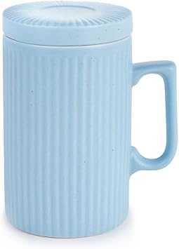 Coffee Mug with Lid, 16oz Coffee mug and Tea cup with Coaster - Suitable for Dishwasher and Microwave Blue