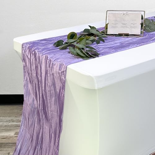YOUR CHAIR COVERS 14 x 108 inch Crinkle Taffeta Table Runners - Crinkle Table Runner for Weddings, Events, Hotels and Catering Services - Lavender