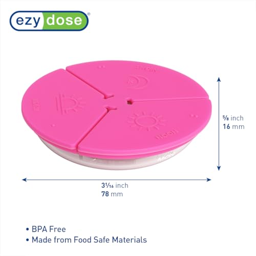 Image of Ezy Dose Weekly (7-Day) AM /PM Pill Organizer, Medicine Planner, Pink | Daily Vitamin Box & Supplement Planner, 3 Times a Day, Round Removable Compartments, Easy to Use, Travel-Friendly, BPA-Free