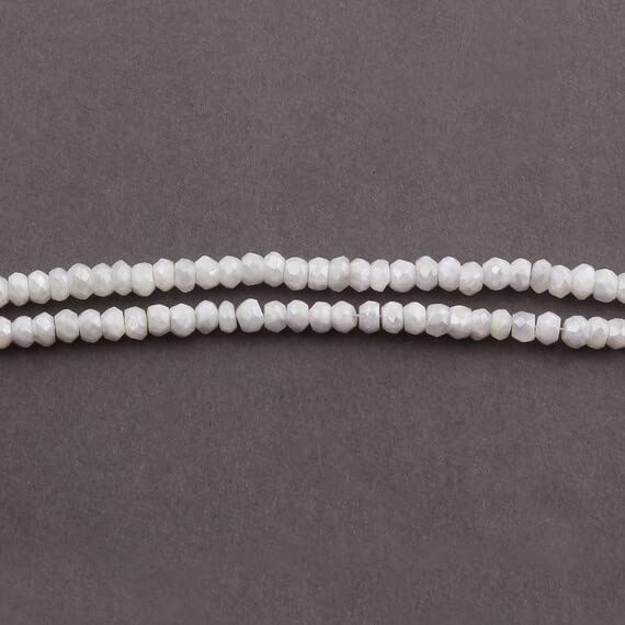 Corindon silverite perles rondelles facettées 4mm blanc saphir pour création de bijoux SB3859