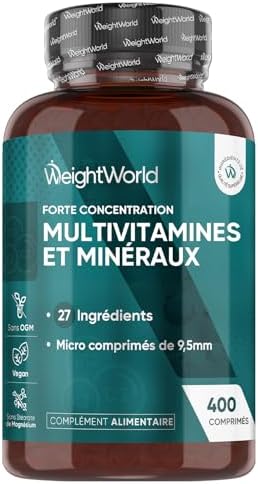 Multivitamines et Minéraux - 400 Micro-Comprimés Vegan (+ 1 An) -...