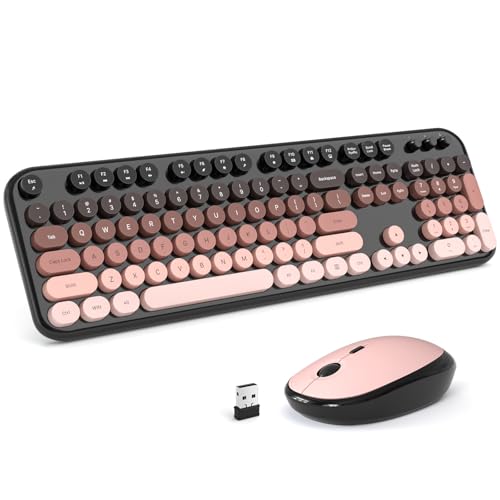 MOFII Wireless Keyboard and Mouse Combo, Full Size 2.4G Retro