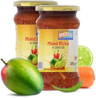 1932 | All Natural | Pickle in Olive Oil | Mixed Vegetables | Authentic Indian Achar Recipe | Great for Seasoning | Snacks | 300 Grams Glass Jar (Pack of 2)