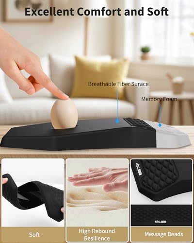 Ergonomic Mouse Pad and Keyboard Wrist Rest Support Set, Massage Design Mousepad for Carpal Tunnel Pain Relief, Memory Foam, Non-Slip PU Base for Computer Desk, Black - Thumbnail 3