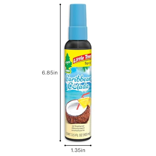 LITTLE TREES Car Air Freshener | Spray Provides a Long-Lasting Scent for Auto or Home | On-the-go Freshness | Caribbean Colada, 6 Air Fresheners