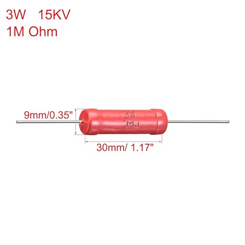 Miniatura 2 de uxcell Resistencia de película eléctrica de alto voltaje del esmalte de vidrio del ohmio del poder de 3W 1M 2 PC