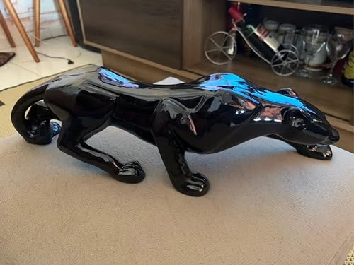 DECORAÇÃO DE LUXO - Pantera em Cerâmica Preto 35cm - Feita no Brasil