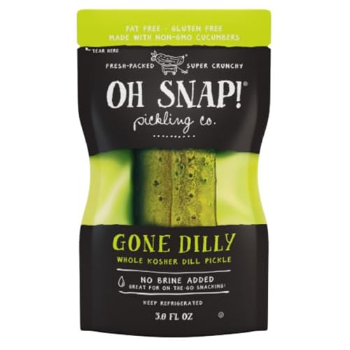 OH SNAP! Gone Dilly Whole Pickle (12 Pack) - Whole Kosher Dill Pickle Snack - Fresh Packed Ready To Eat - Gluten-Free, Fat-Free, Non-GMO Veggies - Delicious & Healthy Snack - Thumbnail 2
