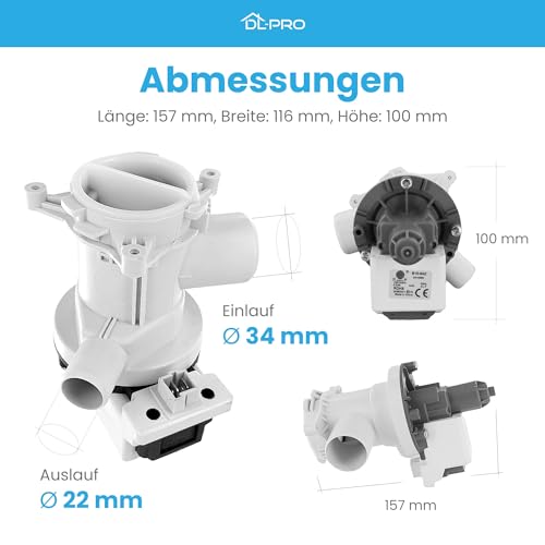 DL-pro Ablaufpumpe für Beko Blomberg Arcelik 2840940100 2880401800 HANYU Magnetpumpe 34W mit Pumpenkopf und Sieb Entleerungspumpe für Waschmaschine Abwasserpumpe Laugenpumpe