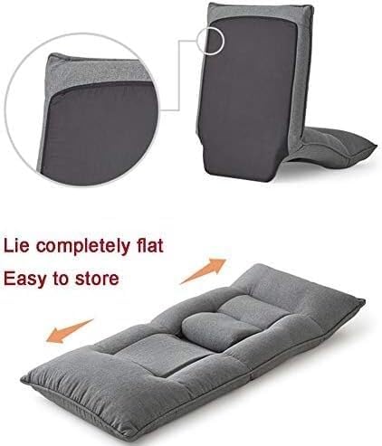 Miniatura 7 de ELEFOCUS Silla de meditación plegable, respaldo ajustable de 14 engranajes, silla acolchada para juegos con soporte lumbar ajustable