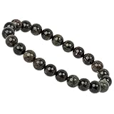 ELEDORO Handgefertigtes Edelstein Perlen Stretch Armband - Echte Steine 8mm (Biotit)