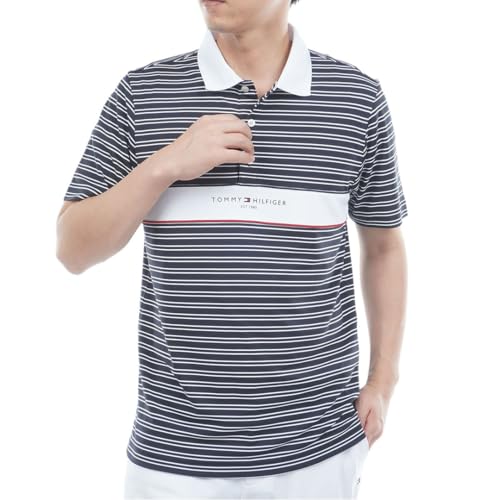 TOMMY HILFIGER GOLF(トミー ヒルフィガー ゴルフ) メンズ ゴルフウェア スタンダード ロゴポロシャツ ネイビーホワイト 3Lサイズ THMA613