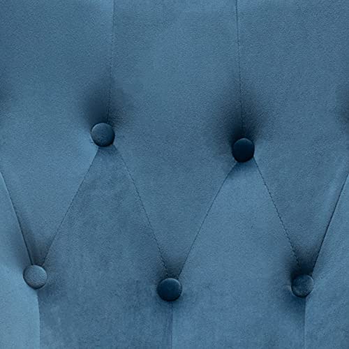 HollyHOME Ohrensessel mit Hocker Sessel mit Hocker Sessel Wohnzimmer & Schlafzimmer Samt Relaxsessel Lesesessel Lounge Sessels Armlehnensessel, Blau