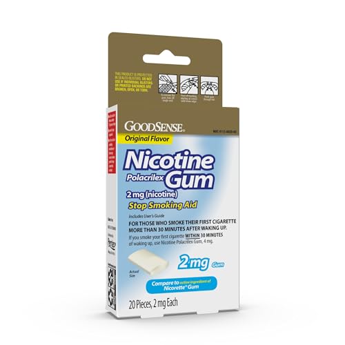 GoodSense Uncoated Nicotine Polacrilex Gum 2 mg, Original Flavor, Stop Smoking Aid