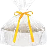 ABenkle Small Basket with Gift Bags and Ribbons, Empty Gift Baskets, Decorative Boho Rope Woven Nursery Storage Organizer Toy Baskets with Handle for Baby Showers, 12'X 8' X 5'