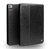 Schutzhülle aus echtem Leder für Apple iPad Pro 12,9 Zoll (32,8 cm), weich, automatische Sleep/Wake-Funktion, stoßfest, verstellbarer Tablet-Ständer, Schwarz