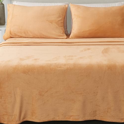 Great Bay Home Extra Soft Velvet Plush California King Micro Fleece Sheet Set | Deluxe Microplush Non Pilling Sheets, Deep Pocket | Lavish Sherpa Velvet Luxe Collection (Cal King, Nude)
