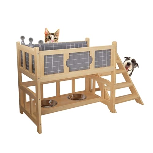 木製ペットベッド、大型犬用ベッド、取り外し可能なクッション付き高床式ペットベッド/犬用ベッド、取り外し可能なクッション付き高床式ペットベッド/屋内屋外用ステップ、小型・中型犬用ハウス