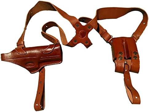Leather Horizontal Shoulder Holster for Glock 17 19 22 23 31 32 34 Right Hand (Brown)