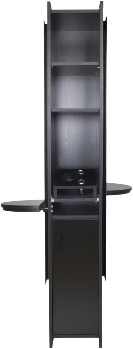 Buy-Rite Allegro Double-Sided Styling Station - Black Salon Unit with Dual Mirrors, Slide-Out Appliance Holders & Ample Storage for Professional Use, OD-2903B-BLK