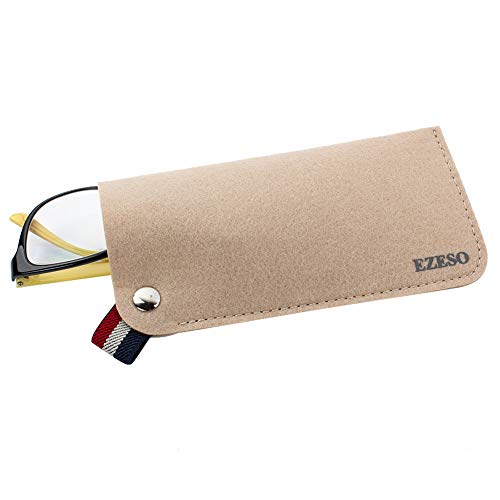 Ezeso Essential Skincare 3 Pack Eyeglass Cases - Soft Felt Slip-In Pouch Case - Glasses Storage Case Makeup Pouch #TOP5