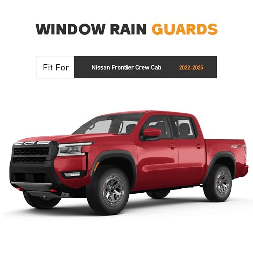 Image of Shatterproof Taped-On Window Deflectors for Nissan Frontier 2022-2025 Crew Cab, Rain Guards, Window Visors for Car, Vent Deflector, 4pcs