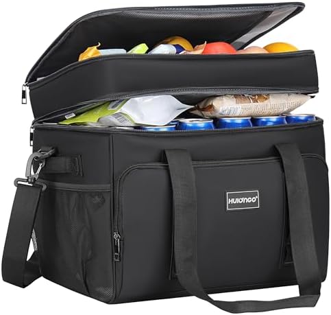 Hulongo Kühltasche Isoliert Wasserdicht Doppel-Thermotasche 42L | Picknick, Camping, Reisen, Lebensmittelgeschäft Einkaufen & Angeln