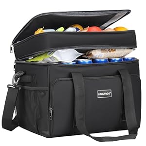 Insulated Soft Cooler Bag, Large Ice Coolers Soft Sided Ice Chest for Beach, Camping, Car, Collapsible and Portable, 42L, 60Cans, Black