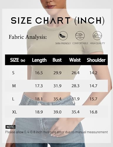 Short Sleeve Crop Tops for Women Classic Ribbed Slim Fit T-Shirt Summer 2025 Trendy Basic Tee3