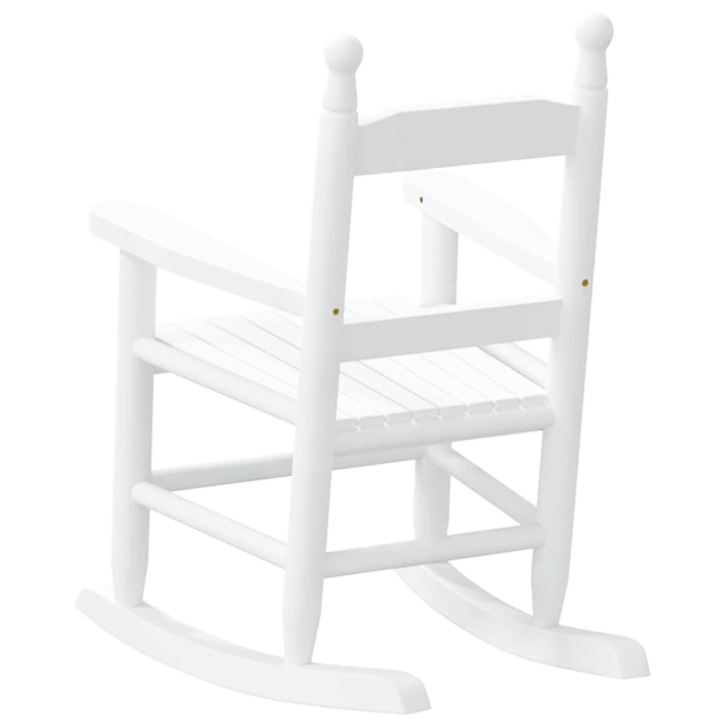 Schaukelstuhl Kinder 2 STK. Weiß aus Massivholz Pappel mit Armlehne und Rückenlehne, 36x46,5x57 cm, ideal zum Entspannen, Wippen, Lesen im Kinderzimmer und Wohnzimmer