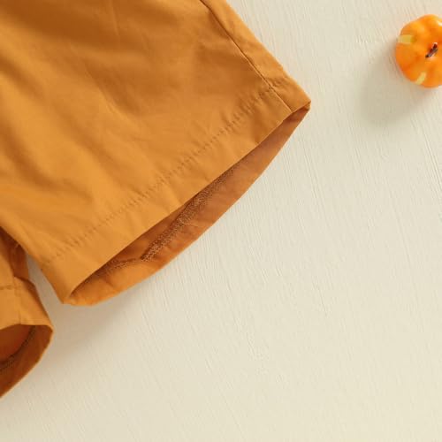 Image of Biayxms Baby Boy Halloween Outfits Pumpkins Gentlemen Suit Short Sleeve Button Up Shirts Shorts Pants Baby Halloween Clothes