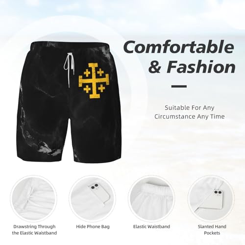 Breathable Men's Swim Crusader Cross of Jerusalem Shorts with Adjustable Waist4