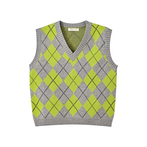 Image of Women's Sweater Vest,Y2K Sleeveless Pattern Preppy Style Knitted Crop Tank Top for Girl