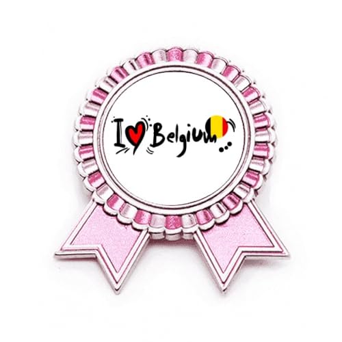 Broche Belgique drapeau cœur rose en métal taille M badge pour vêtement